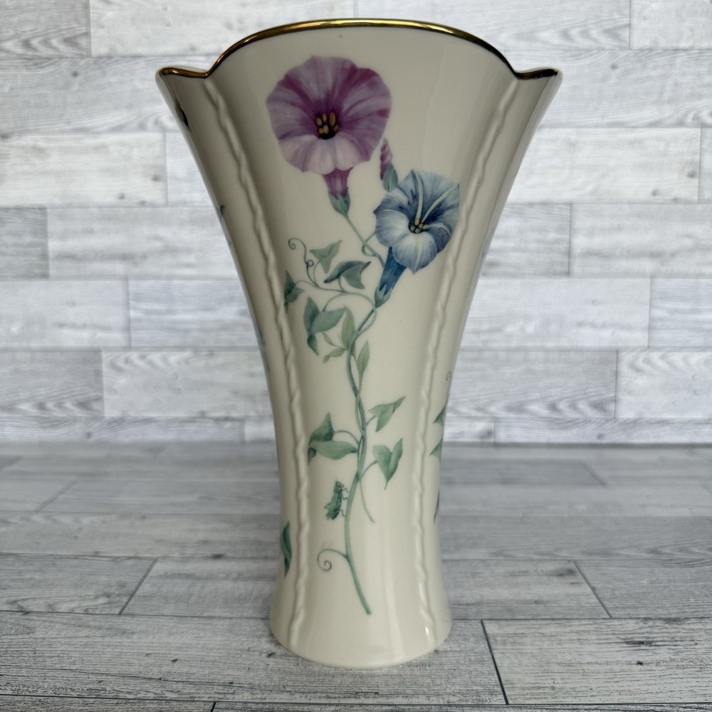 Lenox Morningside Cottage Floral Vase USA Bee Ladybug Cottagecore Luxury
